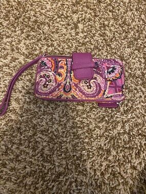 Vera Bradley Purple and Pink Paisley Wristlet Wallet